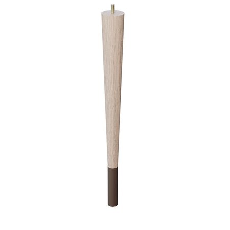 DESIGNS OF DISTINCTION 18" Round Tapered Leg with bolt and 4" Warm Bronze Ferrule - White Oak 01240018WKWB6